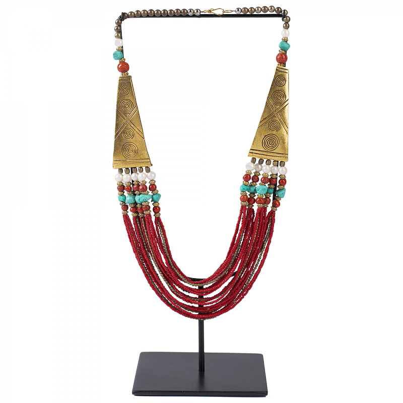 Ожерелье на подставке NECKLACE RED AND BRASS Латунь Красный Ожерелье на подставке NECKLACE RED AND BRASS Латунь Красный в Челябинске | Loft Concept