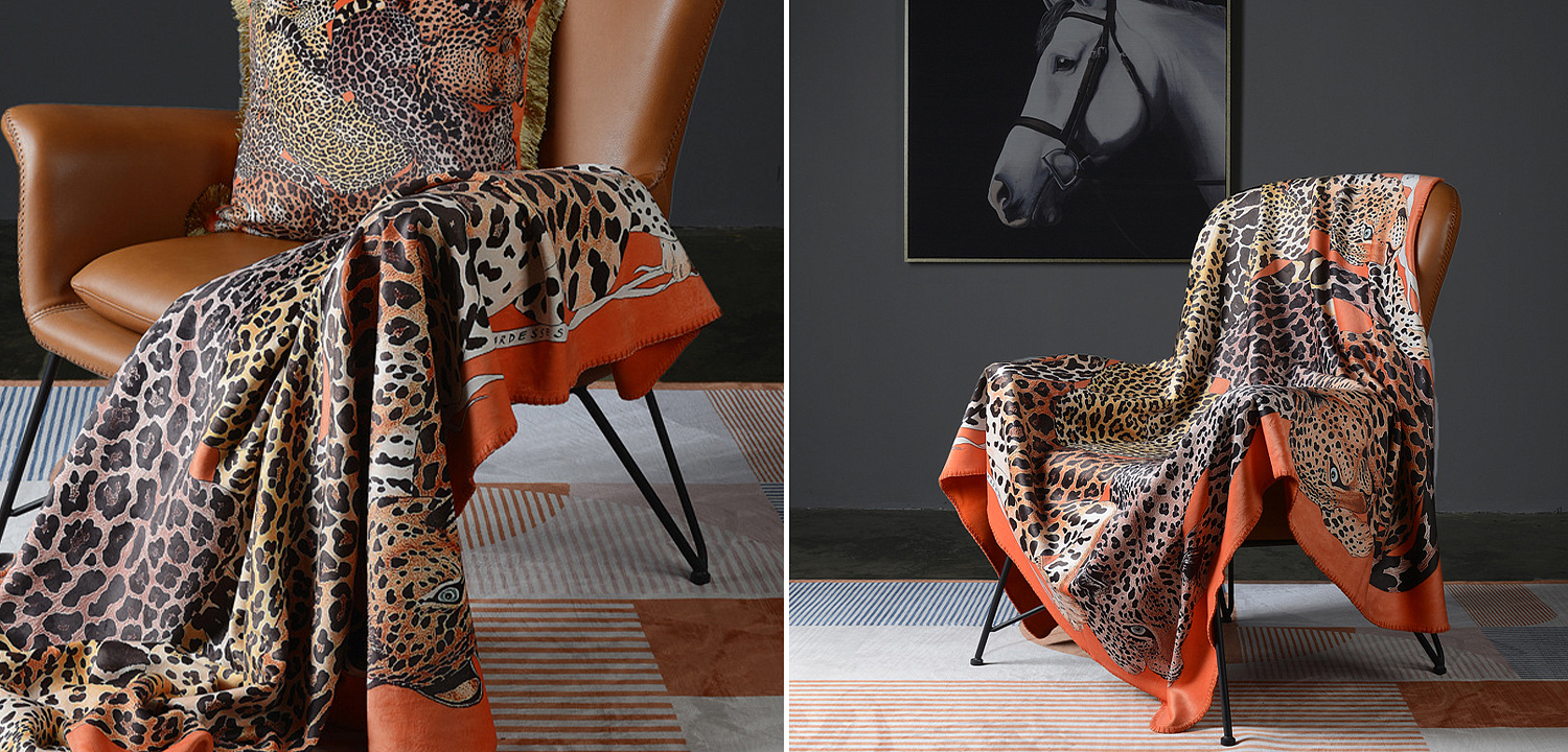Плед Hermes Leopards Orange Плед Hermes Leopards Orange - Loft-Concept в Челябинске