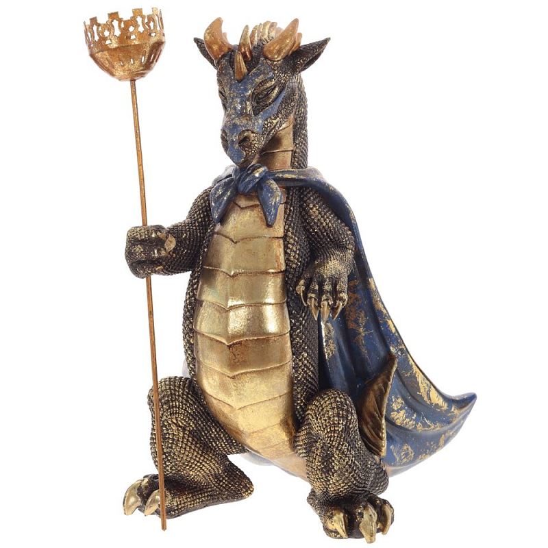 Подсвечник в виде дракона Dragon candlestick Gold Blue Золотой Синий Подсвечник в виде дракона Dragon candlestick Gold Blue Золотой Синий в Челябинске | Loft Concept