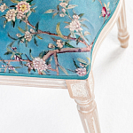 Стул из массива бука бирюзовый с изображением птиц и цветов Turquoise Beige Chinoiserie Peach Garden Chair варинант исполнения - 5 | Loft Concept в Челябинске