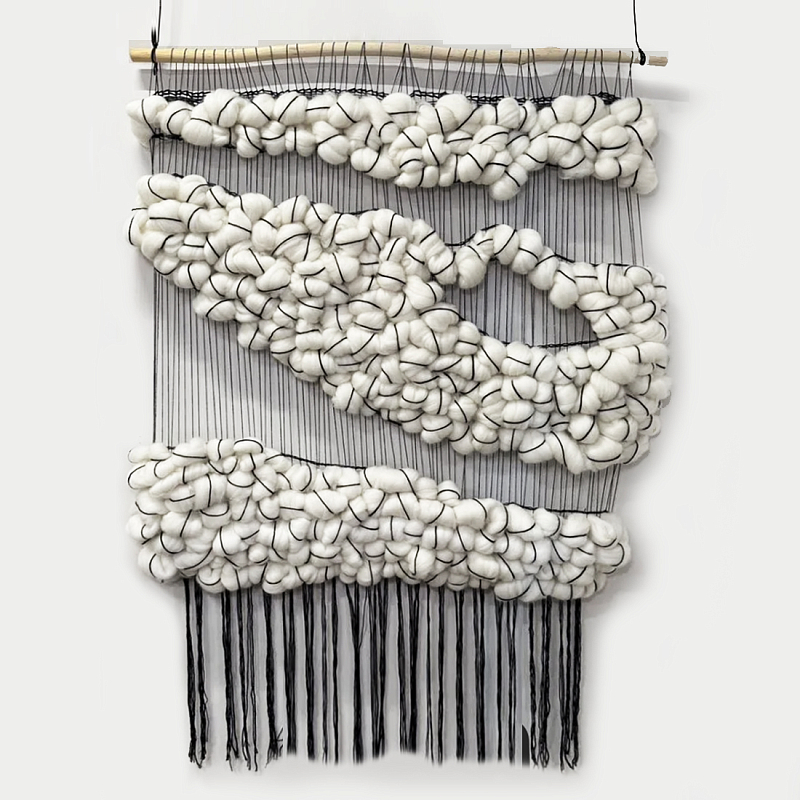 Гобелен из шерсти Облака черные нити Черный в Челябинске | Loft Concept 