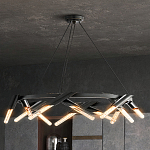 Люстра круглая с трубчатыми лампочками Vanguard Circle варинант исполнения - 3 | Loft Concept в Челябинске