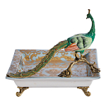 Блюдо квадратное с павлином на бронзовых ножках Eden Garden варинант исполнения - 3 | Loft Concept в Челябинске