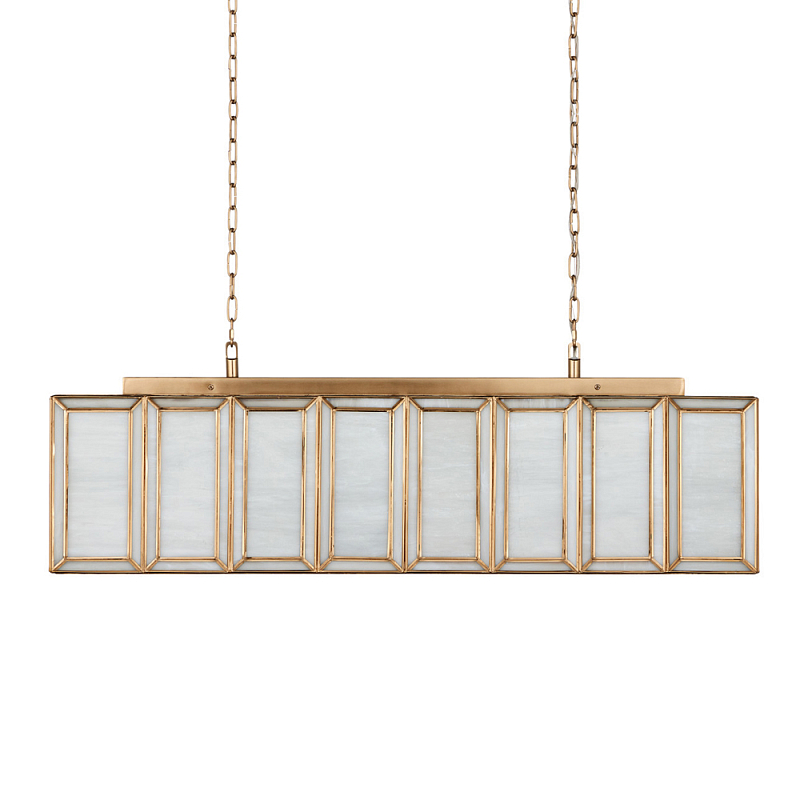 Люстра прямоугольная с каркасом золотого цвета Soft Glow Lamps Золотой Молочный в Челябинске | Loft Concept 