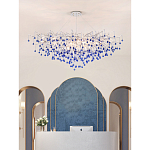 Люстра овальная с синими стеклянными подвесками в форме капель FAIRYTREE Light варинант исполнения - 3 | Loft Concept в Челябинске