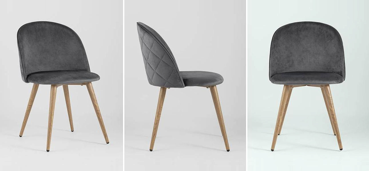 Стул Miruna Chair Спинка Ромбы Серый Велюр Стул Miruna Chair Спинка Ромбы Серый Велюр - Loft-Concept в Челябинске