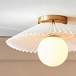 Потолочный светильник с белым плиссированным абажуром Headquarters варинант исполнения - 2 | Loft Concept в Челябинске