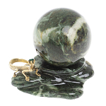 Шар с декором в виде бронзовой ящерицы на подставке из натурального камня Змеевик Natural Stone Spheres 4.5 см варинант исполнения - 1 | Loft Concept в Челябинске