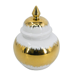 Ваза белая с крышкой и золотистыми фрагментами 24 см Chinoiserie Ceramics варинант исполнения - 1 | Loft Concept в Челябинске