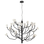 Люстра подвесная черного цвета с ветвями и белыми фарфоровыми цветами Floralis варинант исполнения - 10 | Loft Concept в Челябинске