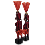Комплект из 2-х деревянных статуэток Asmat Red Straw Headdress Statuettes Red Gold варинант исполнения - 2 | Loft Concept в Челябинске