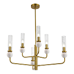 Люстра с 6-ю плафонами в форме стеклянных трубок и мраморных декоративных элементов Montreal варинант исполнения - 4 | Loft Concept в Челябинске