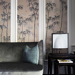 Обои ручная роспись Distant Bamboo Special Colourway on Lead Grey dyed silk варинант исполнения - 2 | Loft Concept в Челябинске