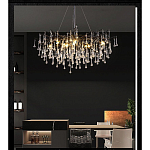 Люстра черная с прозрачными стеклянными подвесками в форме капель FAIRYTREE Light варинант исполнения - 5 | Loft Concept в Челябинске