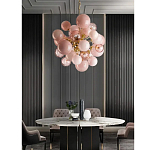 Люстра розовые шары на золотом каркасе Pink Light Bubbles варинант исполнения - 3 | Loft Concept в Челябинске