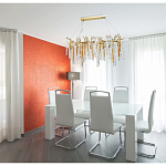 Люстра линейная золотого цвета с декоративными ветвями и длинными стеклянными подвесками в форме сосулек Droplet Chandelier варинант исполнения - 10 | Loft Concept в Челябинске