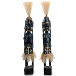 Комплект из 2-х деревянных статуэток Asmat Straw Headdress Statuettes Dark Blue варинант исполнения - 5 | Loft Concept в Челябинске