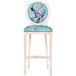 Барный стул из массива бука с изображением птиц и цветов Turquoise Beige Chinoiserie Garden Chair варинант исполнения - 1 | Loft Concept в Челябинске