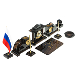 Настольный письменный набор с часами из природного камня обсидиана National Еmblem варинант исполнения - 2 | Loft Concept в Челябинске