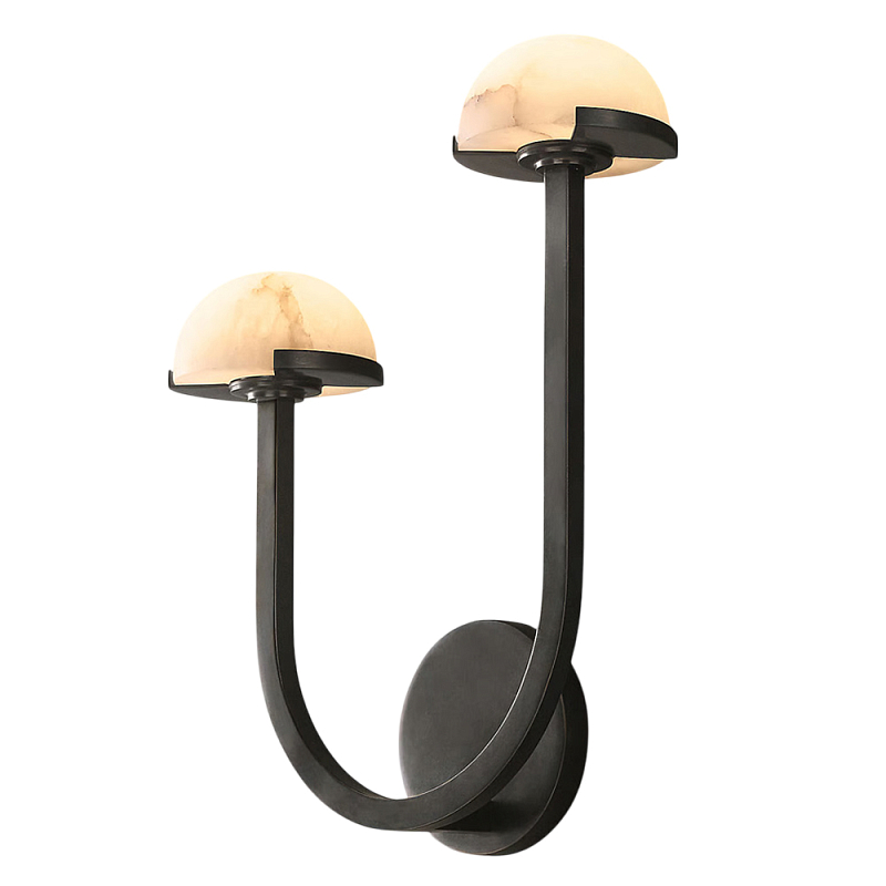 Бра с 2-мя мраморными плафонами на черном корпусе Light Warm Light Черный Бра с 2-мя мраморными плафонами на черном корпусе Light Warm Light Черный в Челябинске | Loft Concept