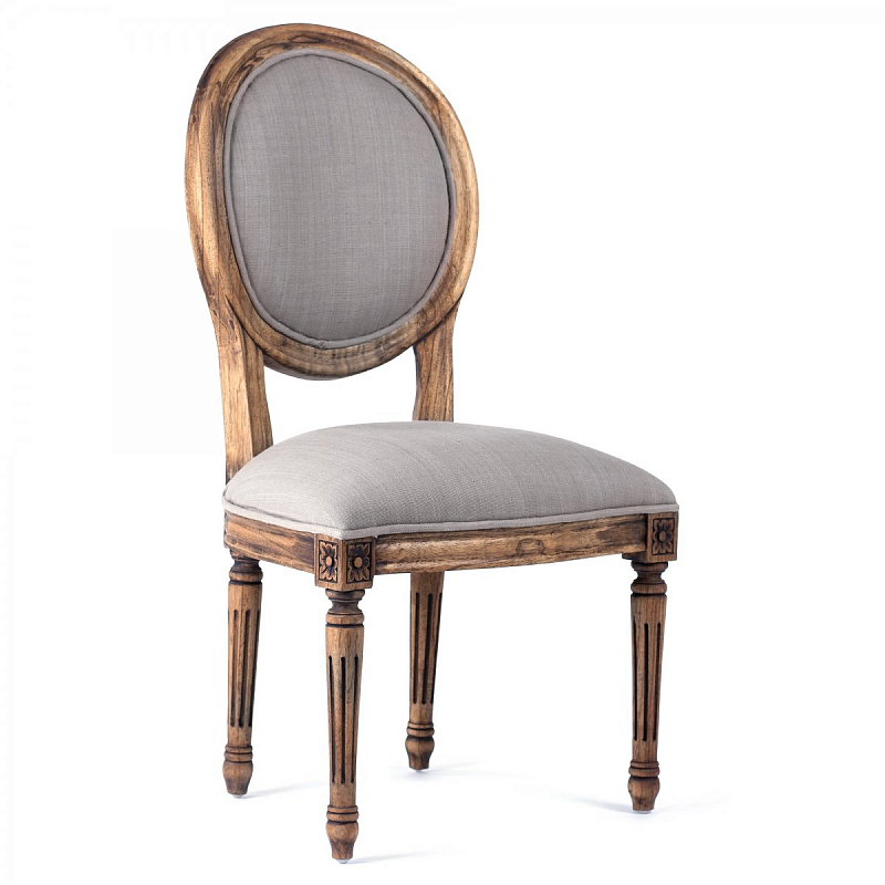 Стул REGENCY MEDALLION CHAIR Brown Linen Дерево Акация Серый Стул REGENCY MEDALLION CHAIR Brown Linen Дерево Акация Серый в Челябинске | Loft Concept