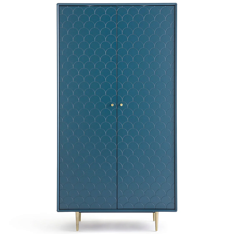 Шкаф двухдверный Scale Ornament Blue Wardrobe Синий Латунь Шкаф двухдверный Scale Ornament Blue Wardrobe Синий Латунь в Челябинске | Loft Concept