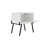 Прикроватная тумба белая с откидной резной дверцей на 4-х металлических ножках NAIVE NIGHTSTAND WHITE варинант исполнения - 1 | Loft Concept в Челябинске