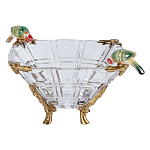 Чаша из прозрачного стекла на бронзовых ножках с фигурками попугаев Eden Garden варинант исполнения - 1 | Loft Concept в Челябинске