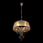 Люстра подвесная круглая с тканевым полупрозрачным абажуром и подвесками 4 лампы Gilded Elegance варинант исполнения - 3 | Loft Concept в Челябинске