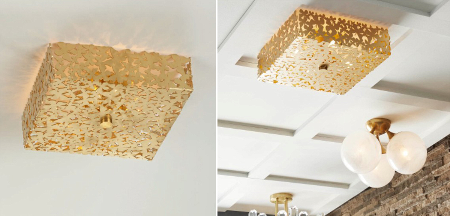 Светильник квадратный с золотыми бабочками Tommy Mitchell Square Butterfly Flush-Mount Light Светильник квадратный с золотыми бабочками Tommy Mitchell Square Butterfly Flush-Mount Light - Loft-Concept в Челябинске