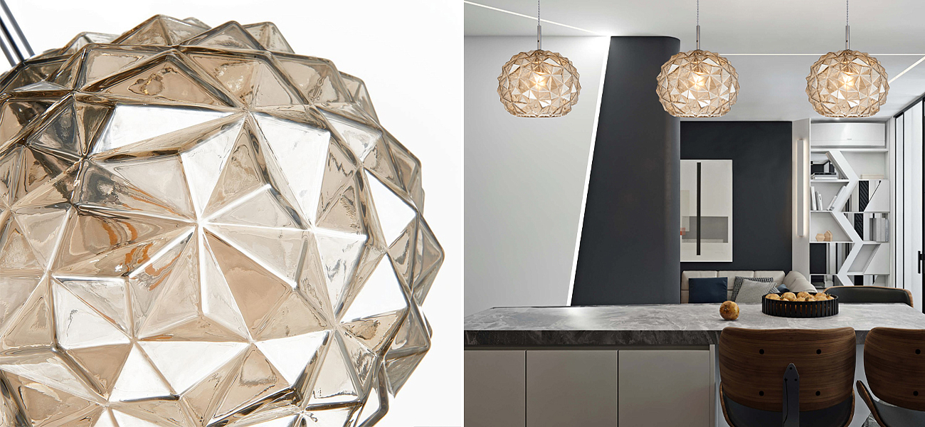Подвесной светильник коньячного цвета Geometry Glass Подвесной светильник коньячного цвета Geometry Glass - Loft-Concept в Челябинске
