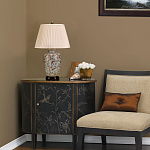 Настольная лампа с фарфоровым основанием нежно голубого цвета с золотистым цветочным рисунком и бежевым плиссированным абажуром Elstead Lighting варинант исполнения - 5 | Loft Concept в Челябинске