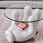 Дизайнерский журнальный стол с круглой прозрачной столешницей на белом фигурном основании Luqak варинант исполнения - 2 | Loft Concept в Челябинске