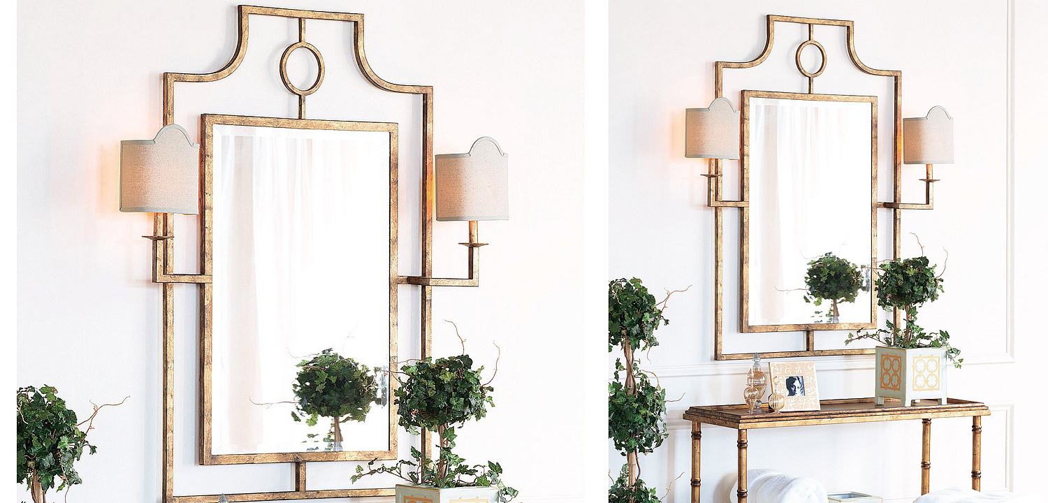 Зеркало с бра Mirror with Sconces Dairile Gold Зеркало с бра Mirror with Sconces Dairile Gold - Loft-Concept в Челябинске