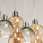 Люстра с 3-мя плафонами волнообразной формы цвета янтарь и 2-мя прозрачными шарообразными плафонами Lucid Rain  варинант исполнения - 8 | Loft Concept в Челябинске