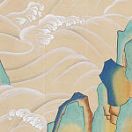 Обои ручная роспись Matsushima Waves Kano on Edo Straw India tea paper варинант исполнения - 2 | Loft Concept в Челябинске