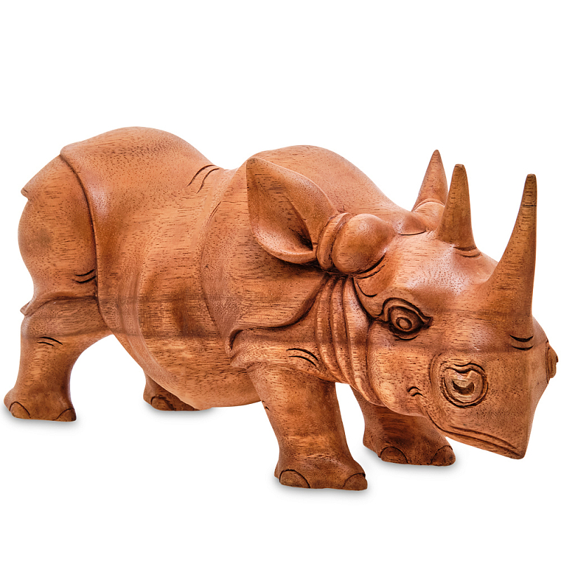 Статуэтка деревянная в виде носорога Rhino Horn Коричневый Статуэтка деревянная в виде носорога Rhino Horn Коричневый в Челябинске | Loft Concept