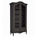Шкаф книжный черный из массива бука со стеклянными дверцами и 5-ю полками Black Provence варинант исполнения - 1 | Loft Concept в Челябинске