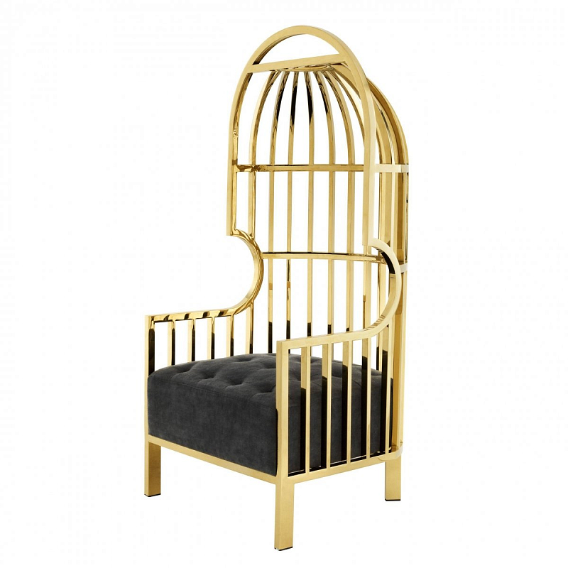 Кресло Eichholtz Chair Bora Bora Gold Черный Глянцевое золото Кресло Eichholtz Chair Bora Bora Gold Черный Глянцевое золото в Челябинске | Loft Concept
