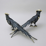Статуэтка бронзовая пара Фазаны синие Bronze Birds варинант исполнения - 3 | Loft Concept в Челябинске