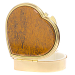 Таблетница карманная в форме сердца с 3-мя отделениями с зеркалом и накладкой из натурального камня Яшма Змеиная Gold Stone Pillboxes варинант исполнения - 2 | Loft Concept в Челябинске