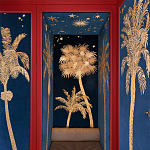 Обои с вышивкой ручной работы Deco Palms Original colourway on velvet варинант исполнения - 1 | Loft Concept в Челябинске