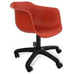 Стул пластиковый красного цвета на колесиках с подъемно-поворотным механизмом Eames Red варинант исполнения - 1 | Loft Concept в Челябинске