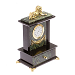 Часы настольные с декором в виде льва из натурального камня Нефрит Lion Stone Clock варинант исполнения - 2 | Loft Concept в Челябинске