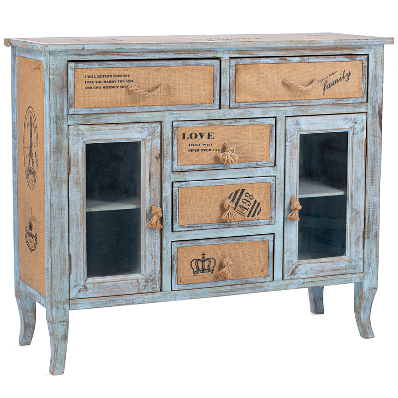 Комод в стиле прованс Beige-Blue Provence Бежевый Винтажный голубой Комод в стиле прованс Beige-Blue Provence Бежевый Винтажный голубой в Челябинске | Loft Concept