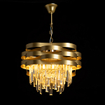 Люстра цвета матового золота с металлическими лентами и длинными прозрачными подвесками Gilded Waves варинант исполнения - 3 | Loft Concept в Челябинске