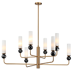 Люстра на штанге с 8-ю цилиндрическими матовыми плафонами и шарами из камня Orb Essence варинант исполнения - 5 | Loft Concept в Челябинске