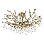 Потолочная люстра в виде ветвей деревьев золотого цвета с прозрачными подвесками-каплями Droplet Chandelier варинант исполнения - 3 | Loft Concept в Челябинске