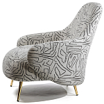 Кресло мягкое с принтом на золотистых ножках Onlooker варинант исполнения - 1 | Loft Concept в Челябинске