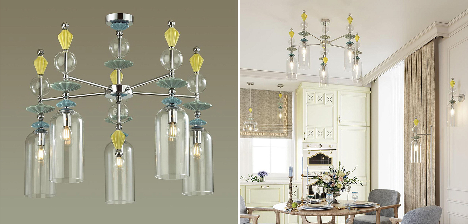 Люстра Iris Glass Chandelier candy 5 chrome Люстра Iris Glass Chandelier candy 5 chrome - Loft-Concept в Челябинске